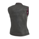 Jessica Women's Motorcycle Leather Vest - Pink - Limited Edition - First Manufacturing Company - Flyclothing LLC