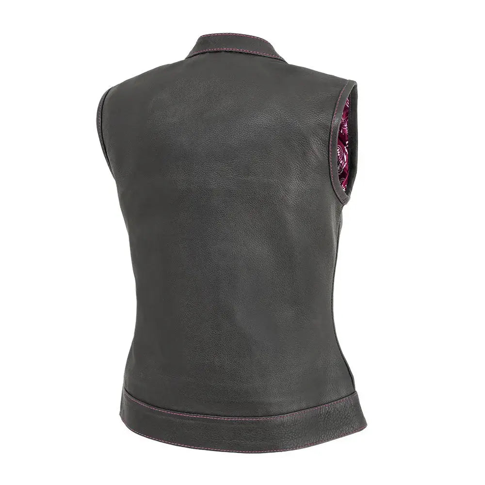 Jessica Women's Motorcycle Leather Vest - Pink - Limited Edition - First Manufacturing Company - Flyclothing LLC