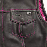 Jessica Women's Motorcycle Leather Vest - Pink - Limited Edition - First Manufacturing Company - Flyclothing LLC