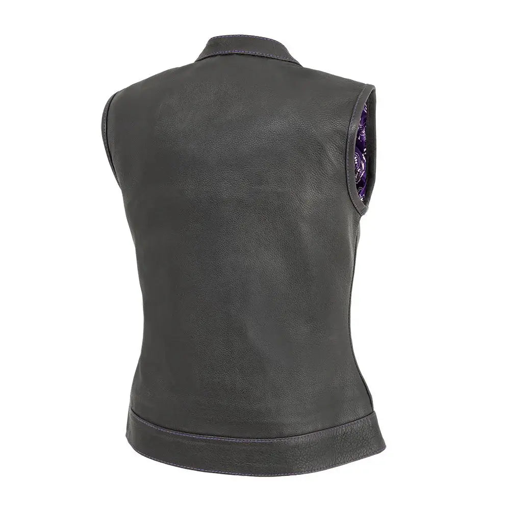 Jessica Women's Motorcycle Leather Vest - Purple - Limited Edition - First Manufacturing Company - Flyclothing LLC