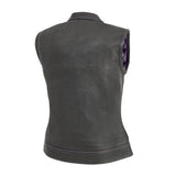 Jessica Women's Motorcycle Leather Vest - Purple - Limited Edition - First Manufacturing Company - Flyclothing LLC
