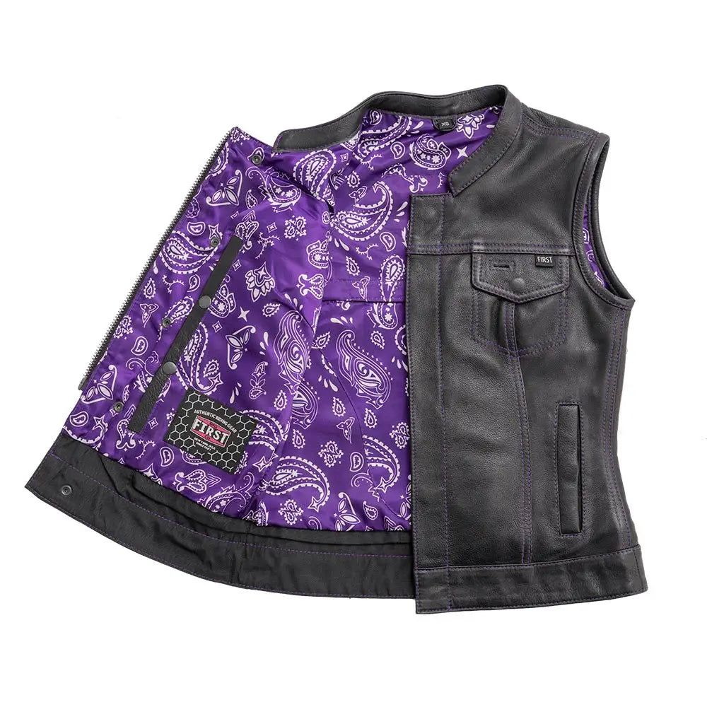 Jessica Women's Motorcycle Leather Vest - Purple - Limited Edition - First Manufacturing Company - Flyclothing LLC