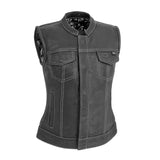 Jessica Women's Motorcycle Leather Vest - White - Limited Edition - First Manufacturing Company - Flyclothing LLC