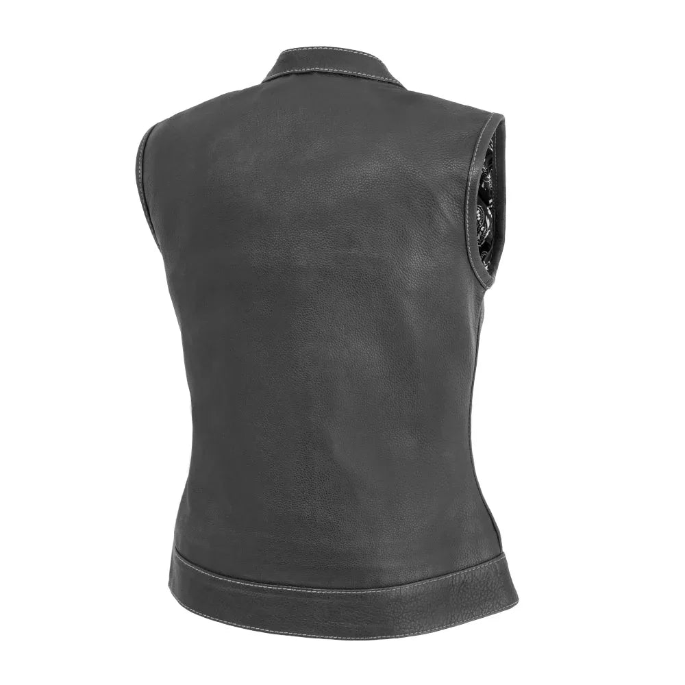 Jessica Women's Motorcycle Leather Vest - White - Limited Edition - First Manufacturing Company - Flyclothing LLC
