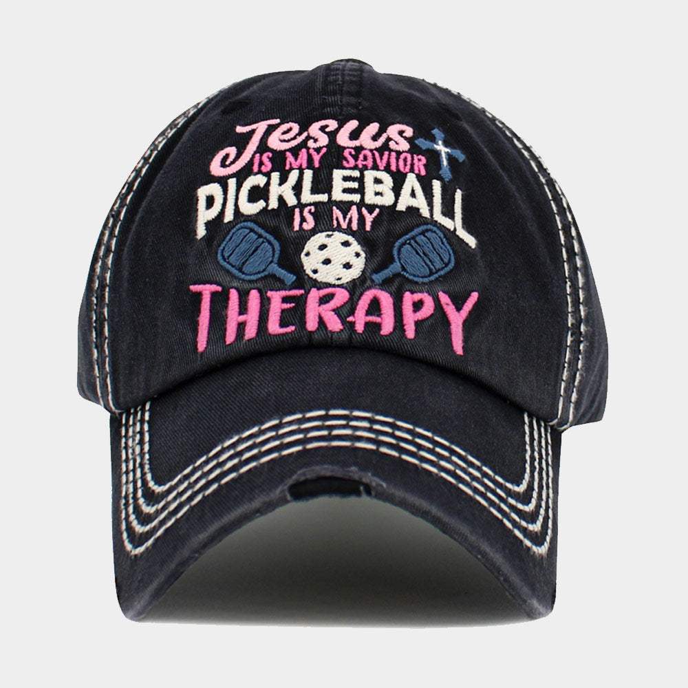 JESUS is My Savior PICKLEBALL is My Therapy Message Vintage Baseball Cap - Madeline Love - Flyclothing LLC