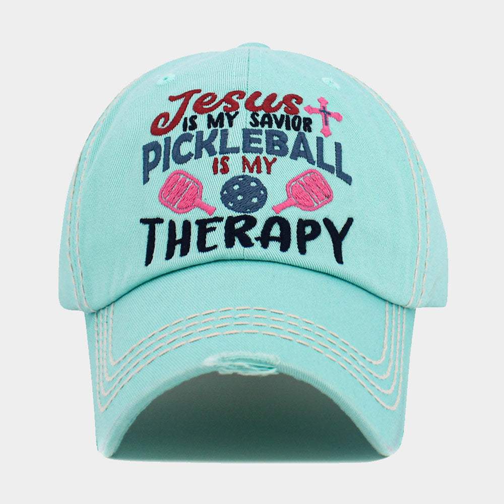 JESUS is My Savior PICKLEBALL is My Therapy Message Vintage Baseball Cap - Madeline Love - Flyclothing LLC