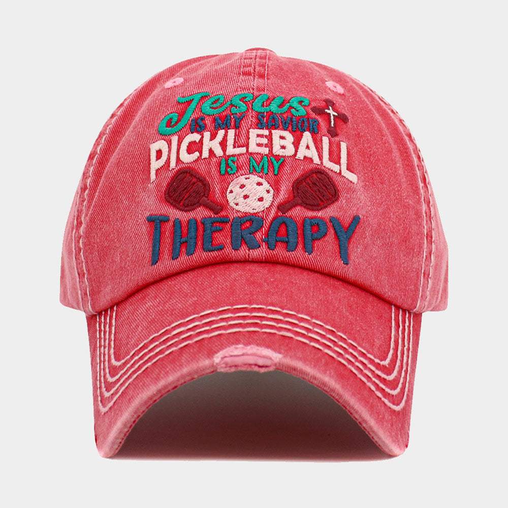 JESUS is My Savior PICKLEBALL is My Therapy Message Vintage Baseball Cap - Madeline Love - Flyclothing LLC