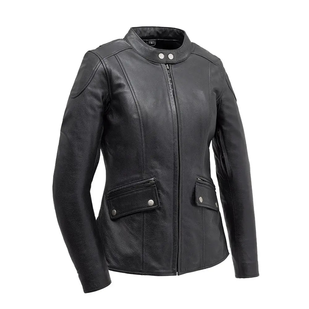 Jewel - Women's Motorcycle Leather Jacket - First Manufacturing Company - Flyclothing LLC