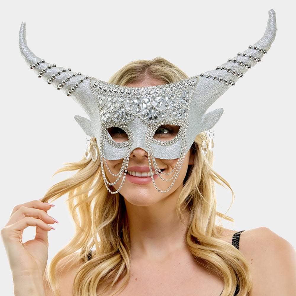 Jeweled Mask With Horn - Madeline Love - Flyclothing LLC