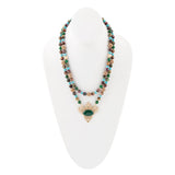 Jeweled Tyger's Eye and Green Onyx Golden Pendant Necklaces - Barse Jewelry
