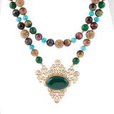 Jeweled Tyger's Eye and Green Onyx Golden Pendant Necklaces - Barse Jewelry - Flyclothing LLC