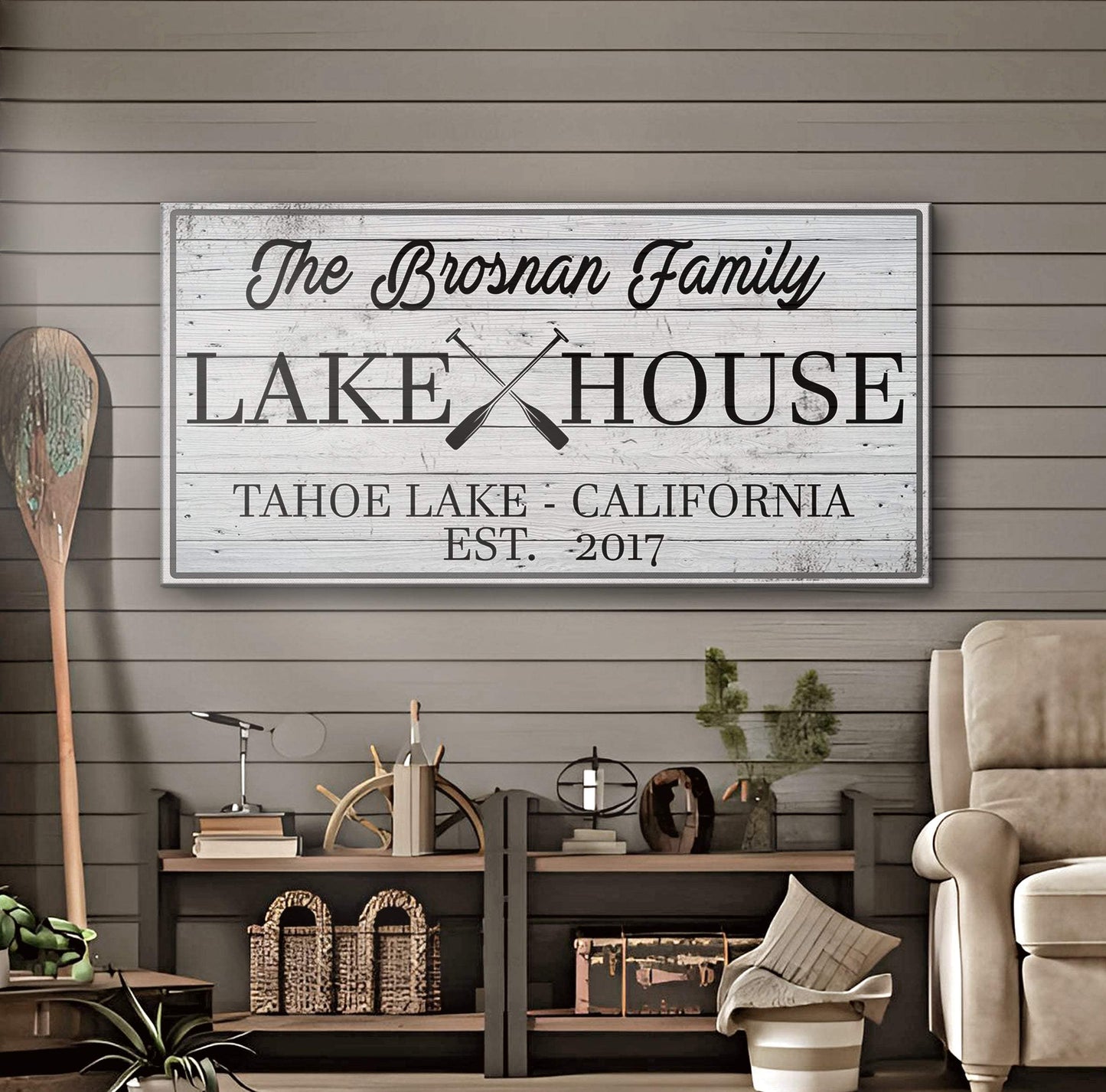 Family Lake House Paddle Sign - Tailored Canvases - Flyclothing LLC