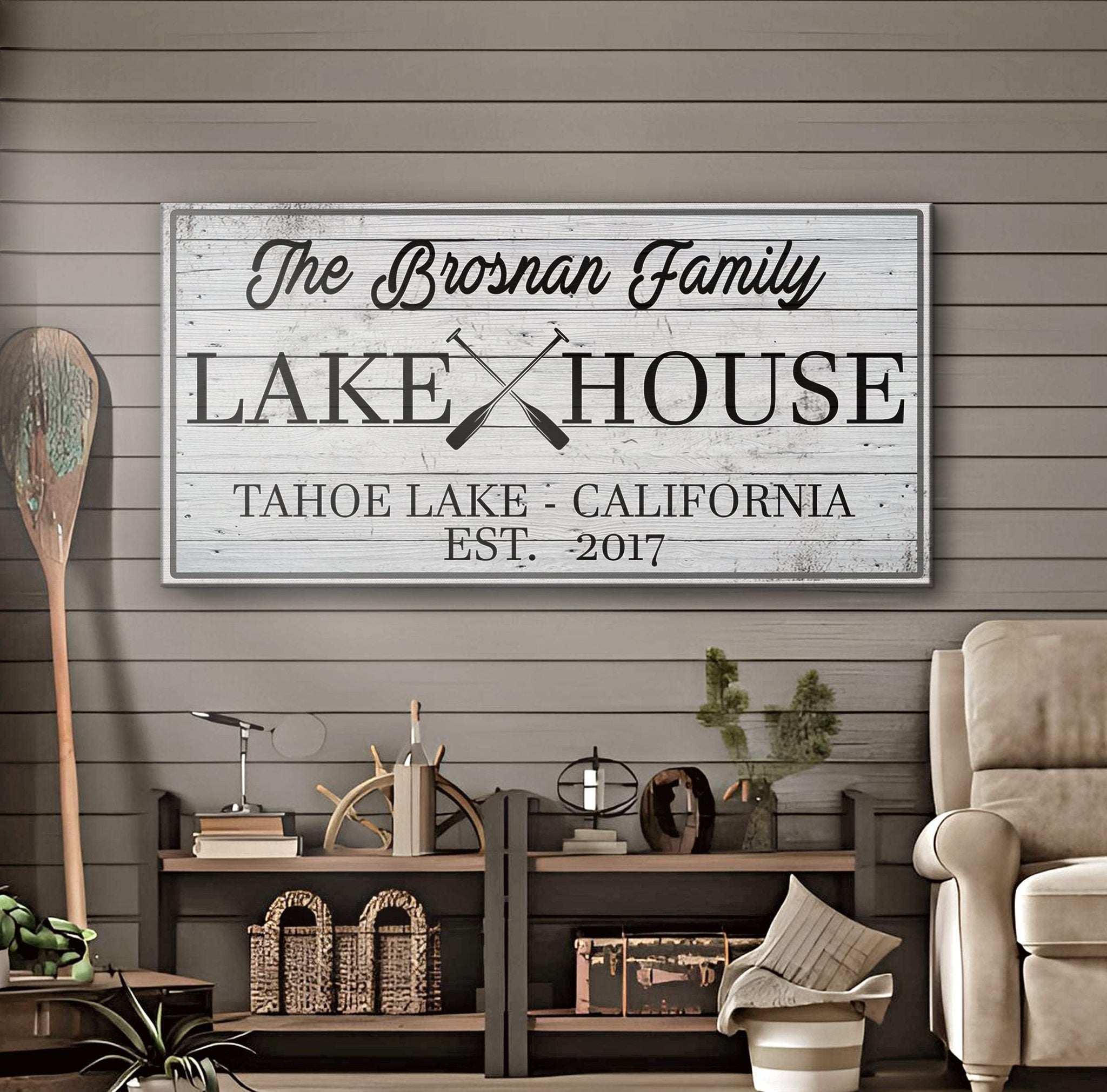 Family Lake House Paddle Sign - Tailored Canvases - Flyclothing LLC