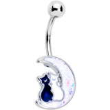Cuddling Kitties White Moon Belly Ring - BodyCandy - Flyclothing LLC