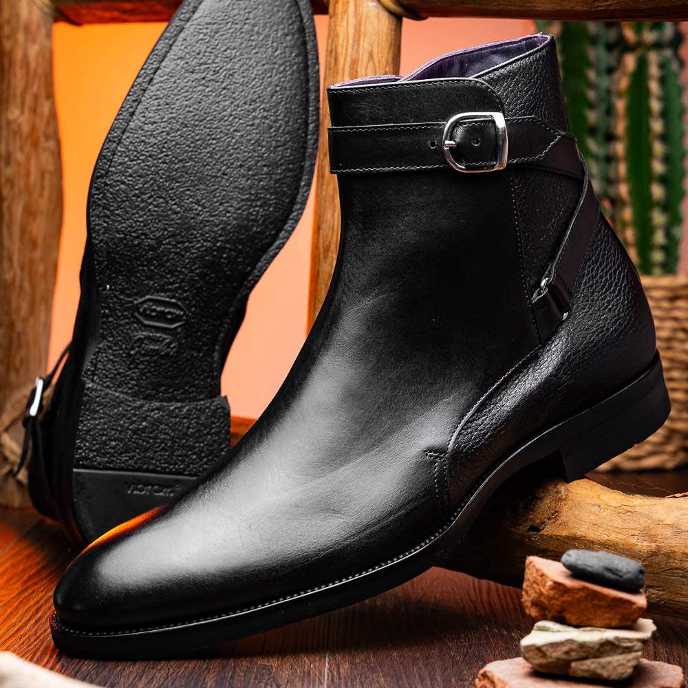 45-600-BLK Jodphur Italian Calfskin Boot, Black - Zelli Italia - Flyclothing LLC
