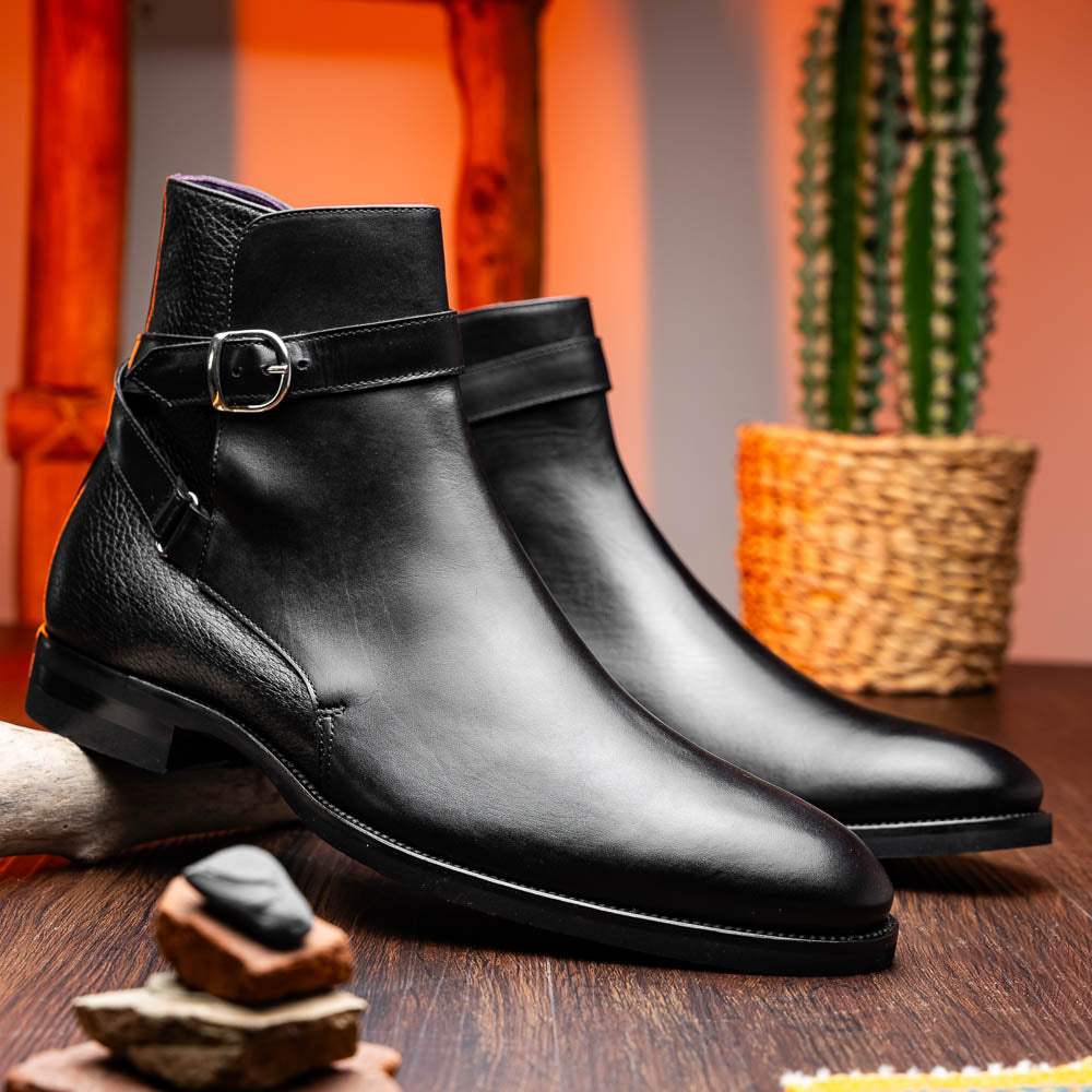 45-600-BLK Jodphur Italian Calfskin Boot, Black - Zelli Italia - Flyclothing LLC