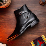 45-600-BLK Jodphur Italian Calfskin Boot, Black - Zelli Italia - Flyclothing LLC