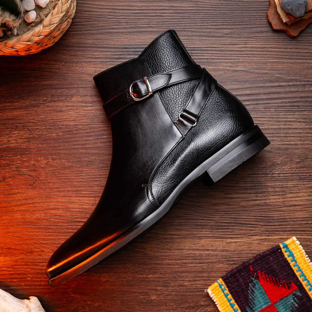 45-600-BLK Jodphur Italian Calfskin Boot, Black - Zelli Italia - Flyclothing LLC