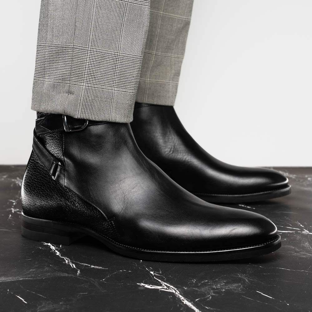 45-600-BLK Jodphur Italian Calfskin Boot, Black - Zelli Italia - Flyclothing LLC
