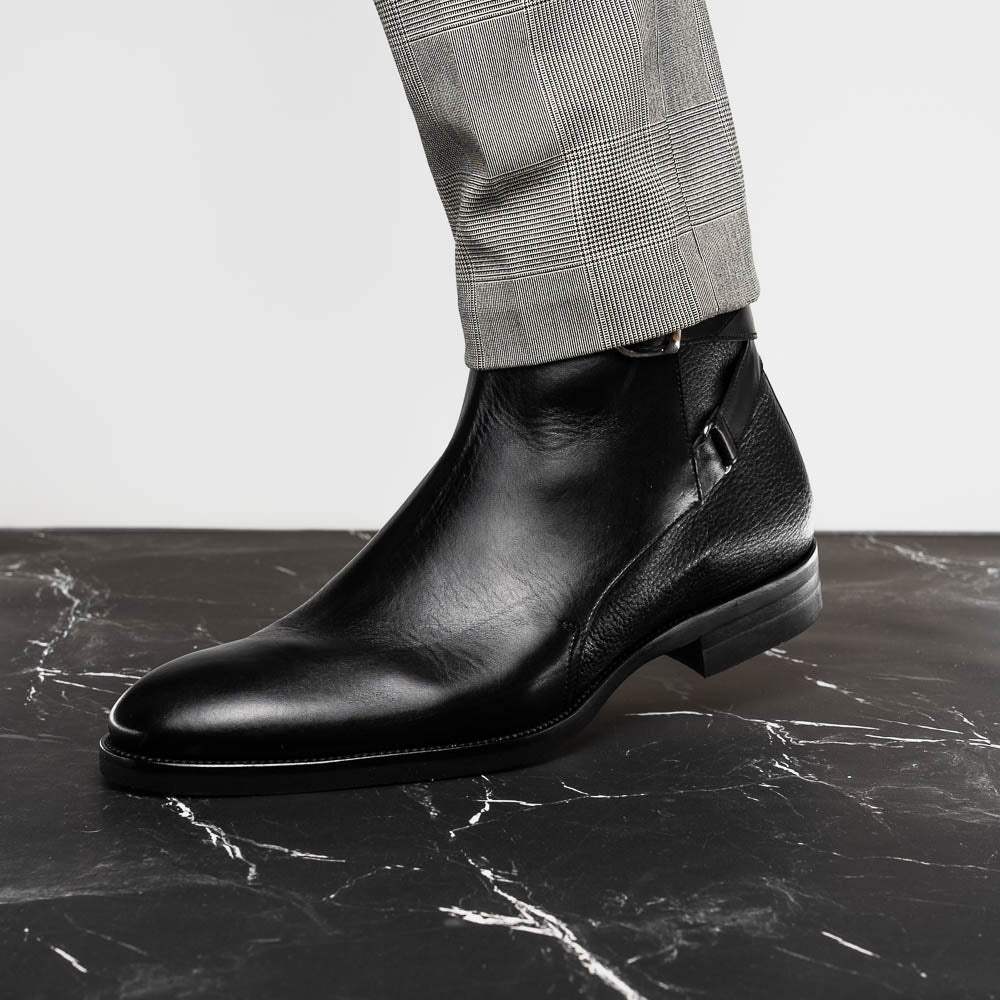 45-600-BLK Jodphur Italian Calfskin Boot, Black - Zelli Italia - Flyclothing LLC