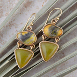 Hinged Yellow Bumblebee Jasper Golden Drop Earrings - Barse Jewelry - Flyclothing LLC