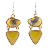 Hinged Yellow Bumblebee Jasper Golden Drop Earrings - Barse Jewelry - Flyclothing LLC
