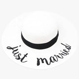 Just Married Embroidery Straw Floppy Sun Hat Bride Beach Hat - Madeline Love - Flyclothing LLC