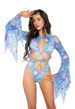 J. Valentine0 Spandex/Mesh Flow Bodysuit