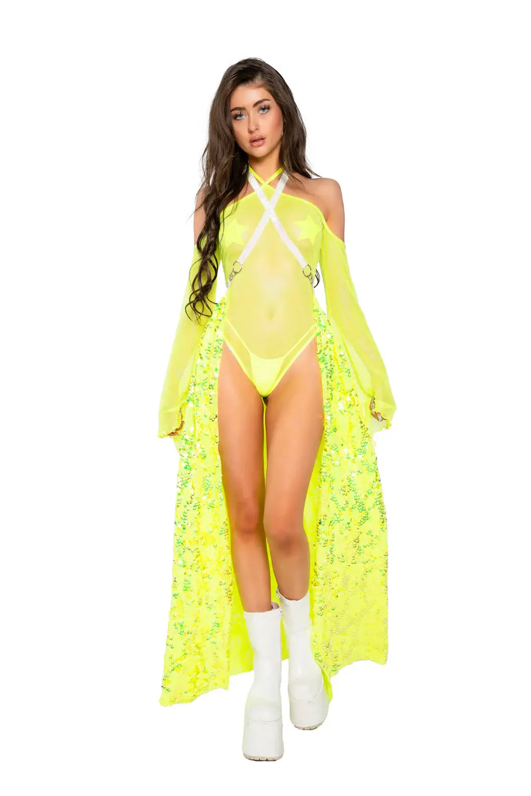 JR182 - Sequin Long Harness Skirt - J. Valentine - Flyclothing LLC