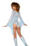 J Valentine Fishnet/Mesh Sequin Flair Sleeve Top