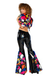 J Valentine Holo PVC/Faux Fur Bell-Bottom Pant
