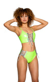 J Valentine PVC/Holo Vinyl Lace-Up High-Waist Short