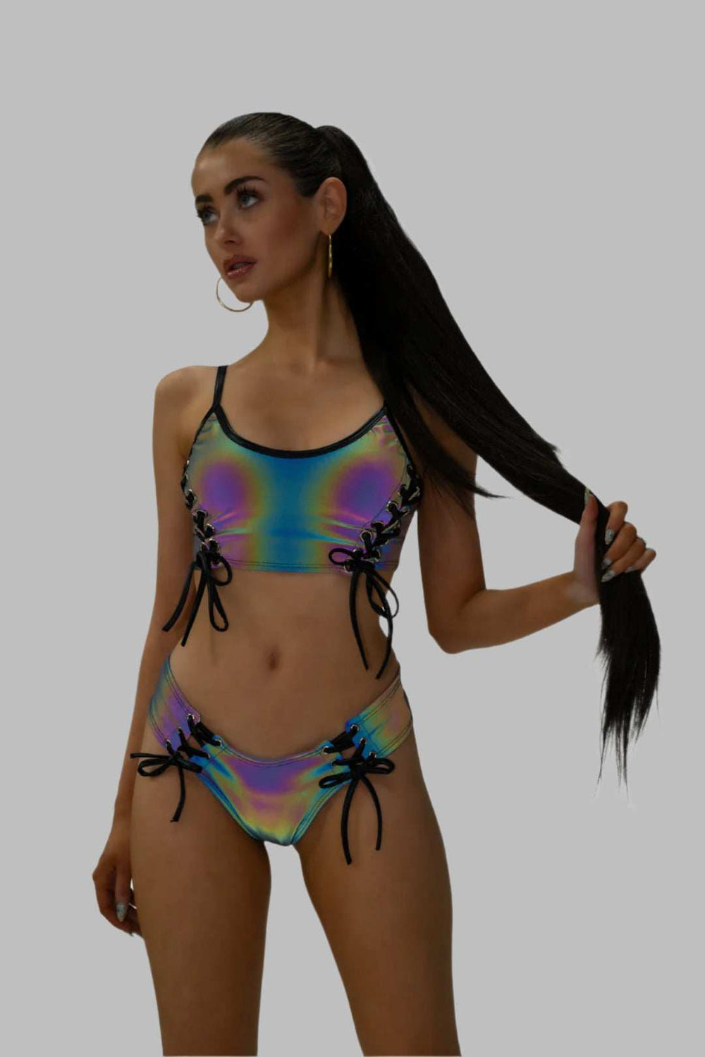 J Valentine Reflective Lace-Up Top - J. Valentine - Flyclothing LLC