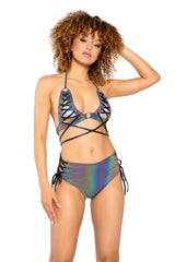JR193 - Reflective Lace-Up Triangle Top - J. Valentine - Flyclothing LLC