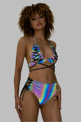 J Valentine Reflective Lace-Up Triangle Top - J. Valentine - Flyclothing LLC