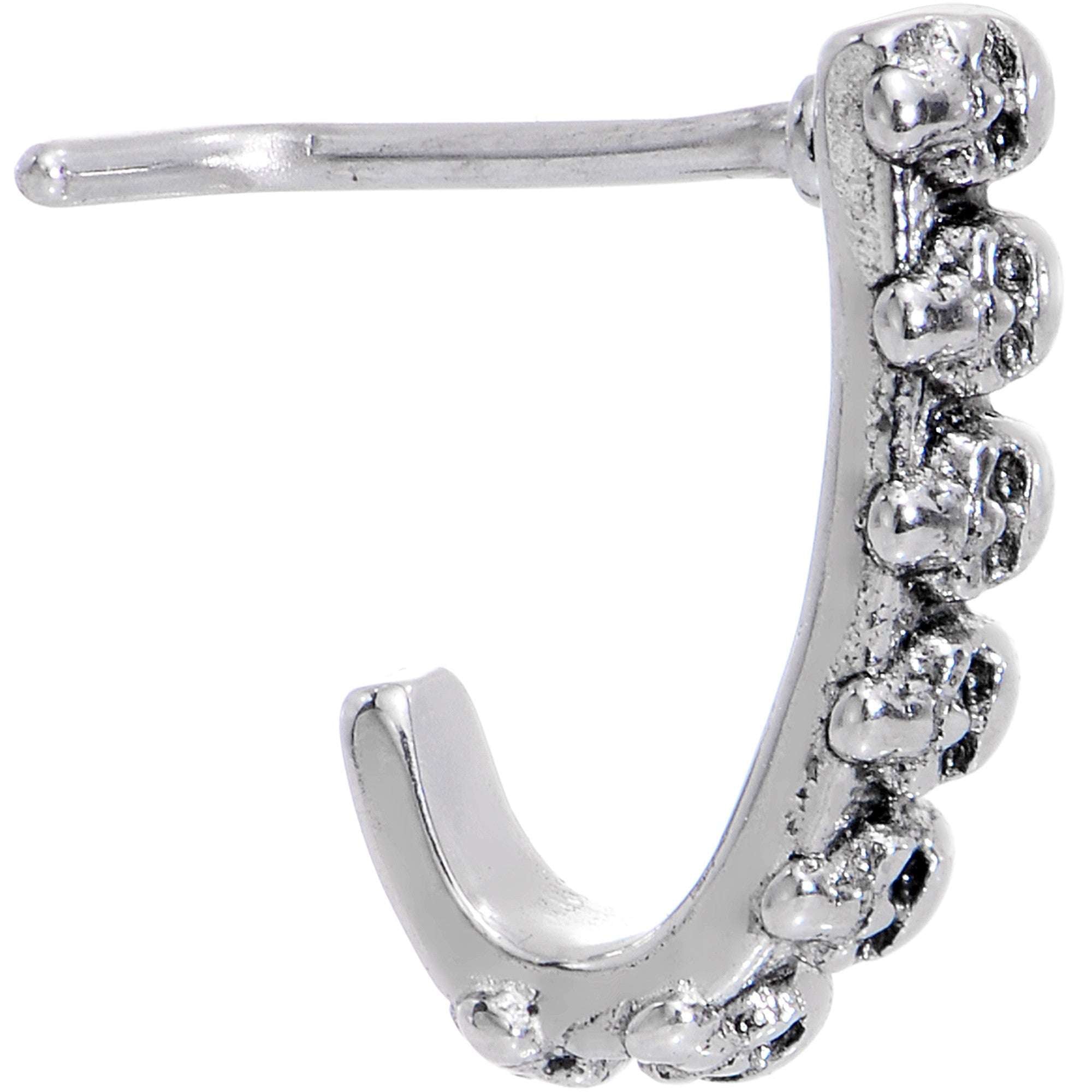 20G Halloween Scary Skulls Faux Hoop L Shaped Nose Ring