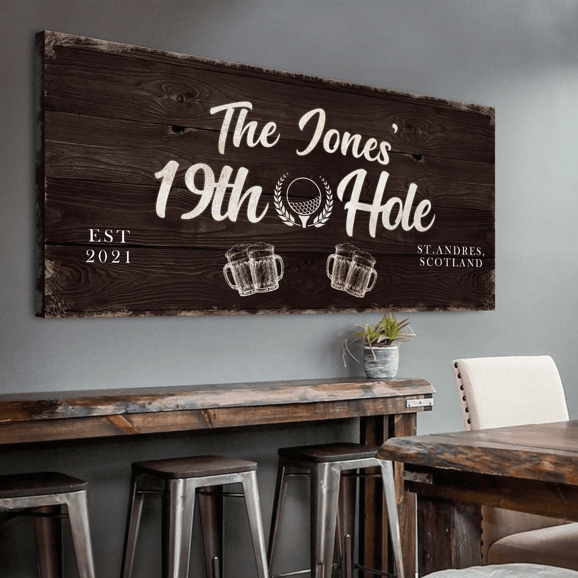 19th Hole Golf Personalized Sign - Tailored Canvases - Flyclothing LLC