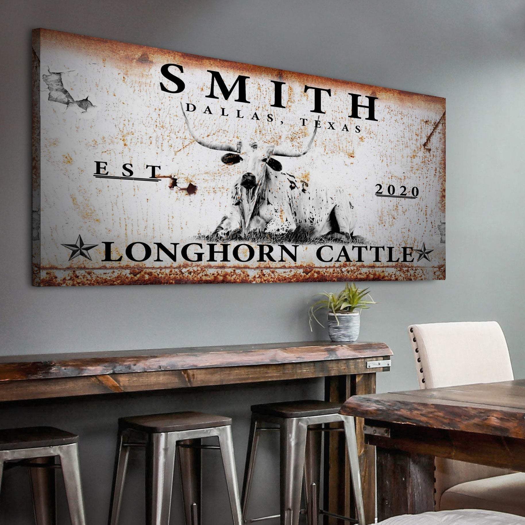 Longhorn Rustic Cattle Sign - Tailored Canvases - Flyclothing LLC