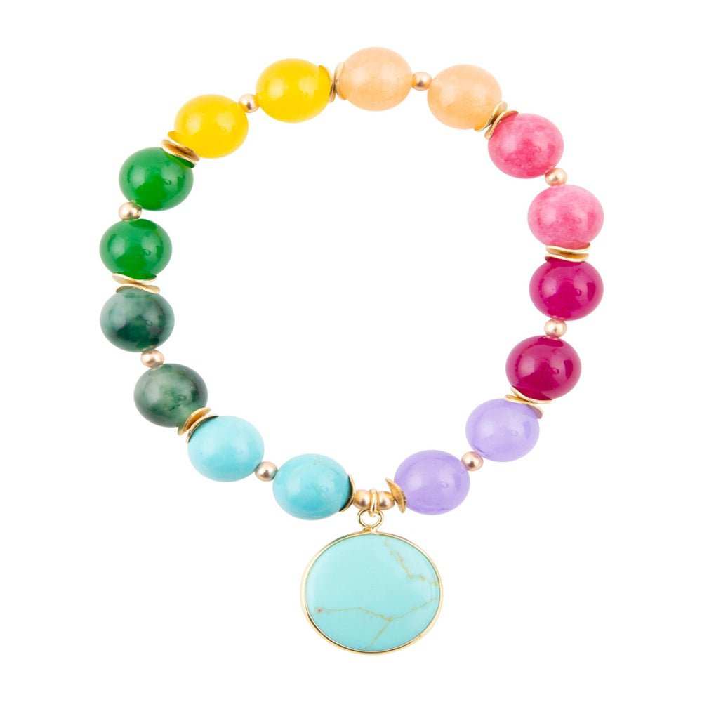 kaleidoscope Multistone Blue Turquoise Charm Bracelet - Barse Jewelry - Flyclothing LLC