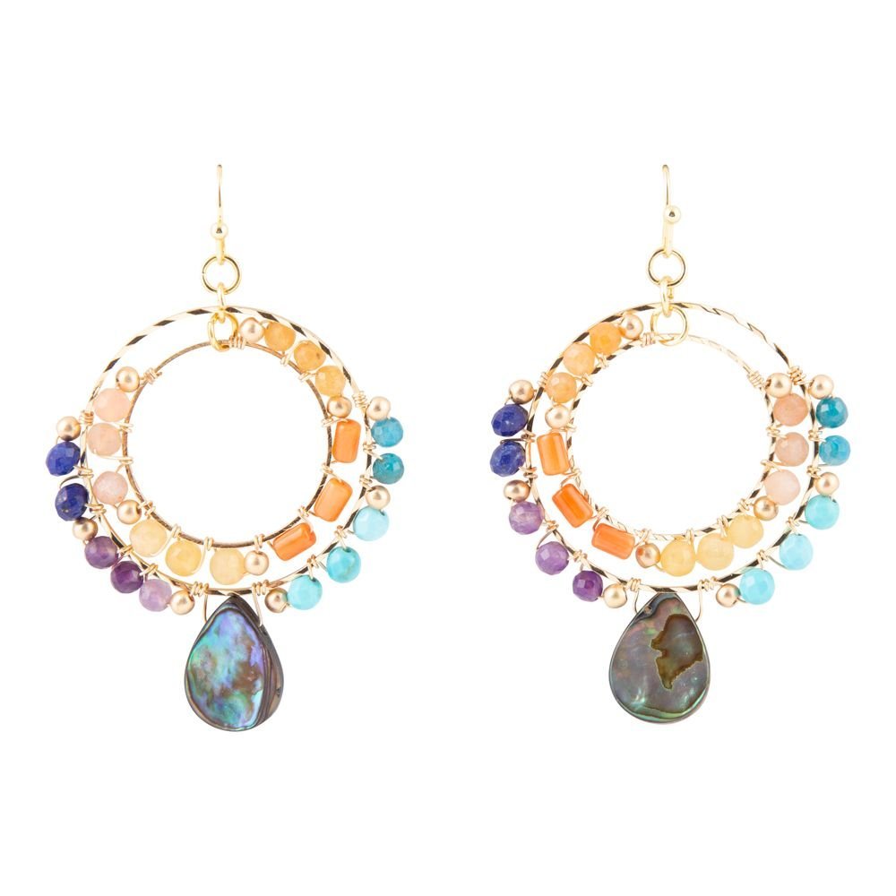 Kaleidoscope Multistone Golden Chandelier Earrings - Barse Jewelry