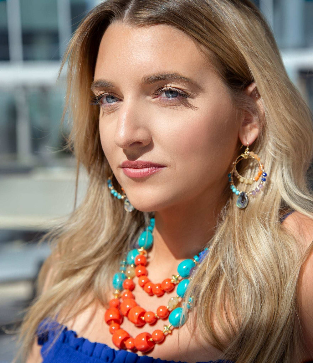 Kaleidoscope Multistone Statement Golden Necklace - Barse Jewelry - Flyclothing LLC