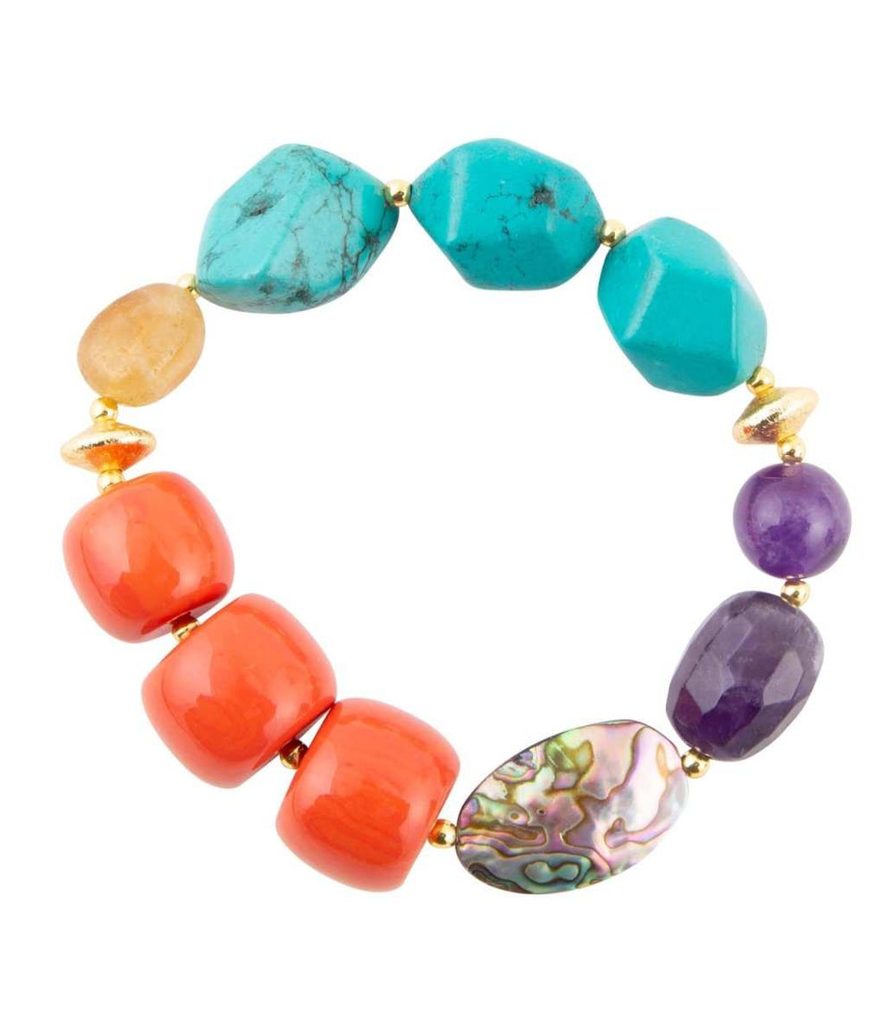 Keleidoscope Multistone Chunky Golden Bracelet - Barse Jewelry - Flyclothing LLC