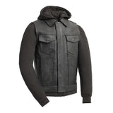 Kent Men's Motorcycle Leather Vest and Hoodie - First Manufacturing Company - Flyclothing LLC