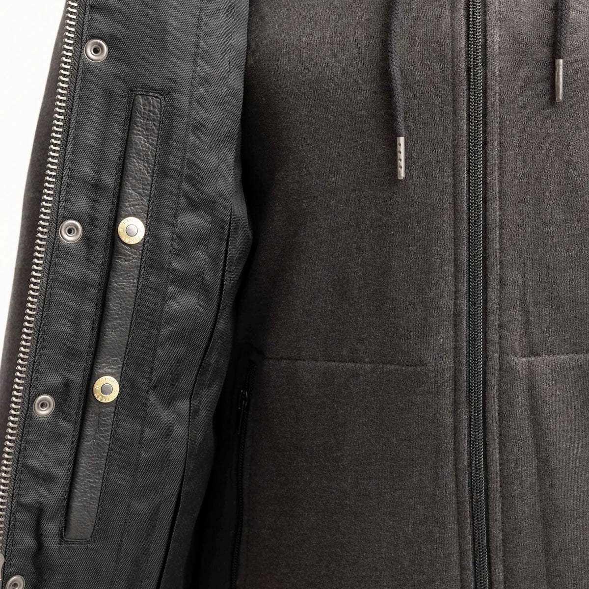 Kent Men's Motorcycle Leather Vest and Hoodie - First Manufacturing Company - Flyclothing LLC