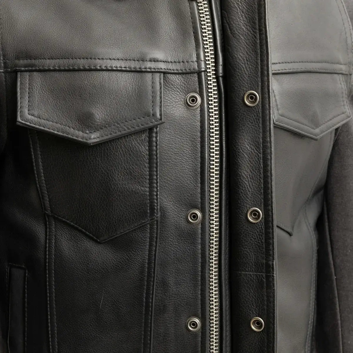 Kent Men's Motorcycle Leather Vest and Hoodie - First Manufacturing Company - Flyclothing LLC