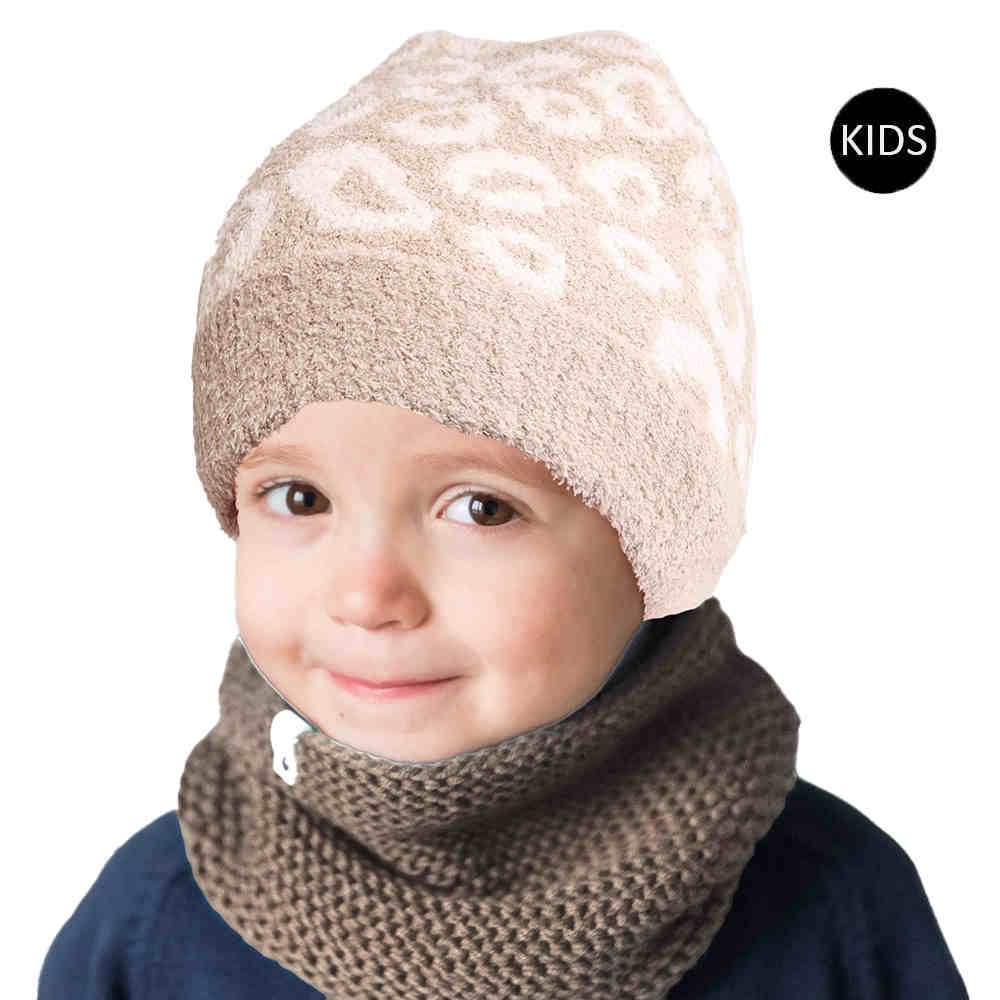 Kids Animal Patterned Beanie Hat Leopard Knit Cuff Hat - Madeline Love - Flyclothing LLC