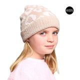 Kids Animal Patterned Beanie Hat Leopard Knit Cuff Hat - Madeline Love - Flyclothing LLC