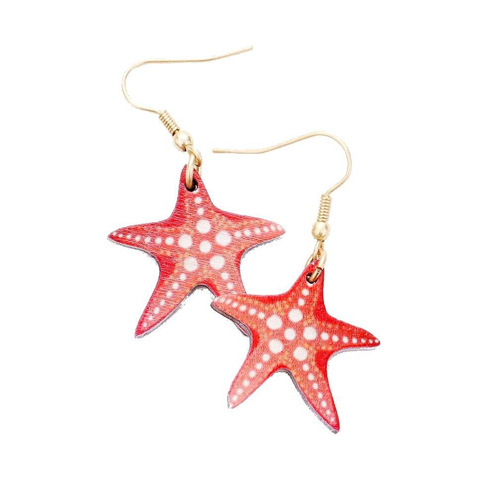 Kimber Wood Watercolor Sea Life Dangle Earrings - Madeline Love - Flyclothing LLC
