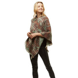 Kit Playing Cats Plaid Poncho Ruana - Madeline Love - Flyclothing LLC