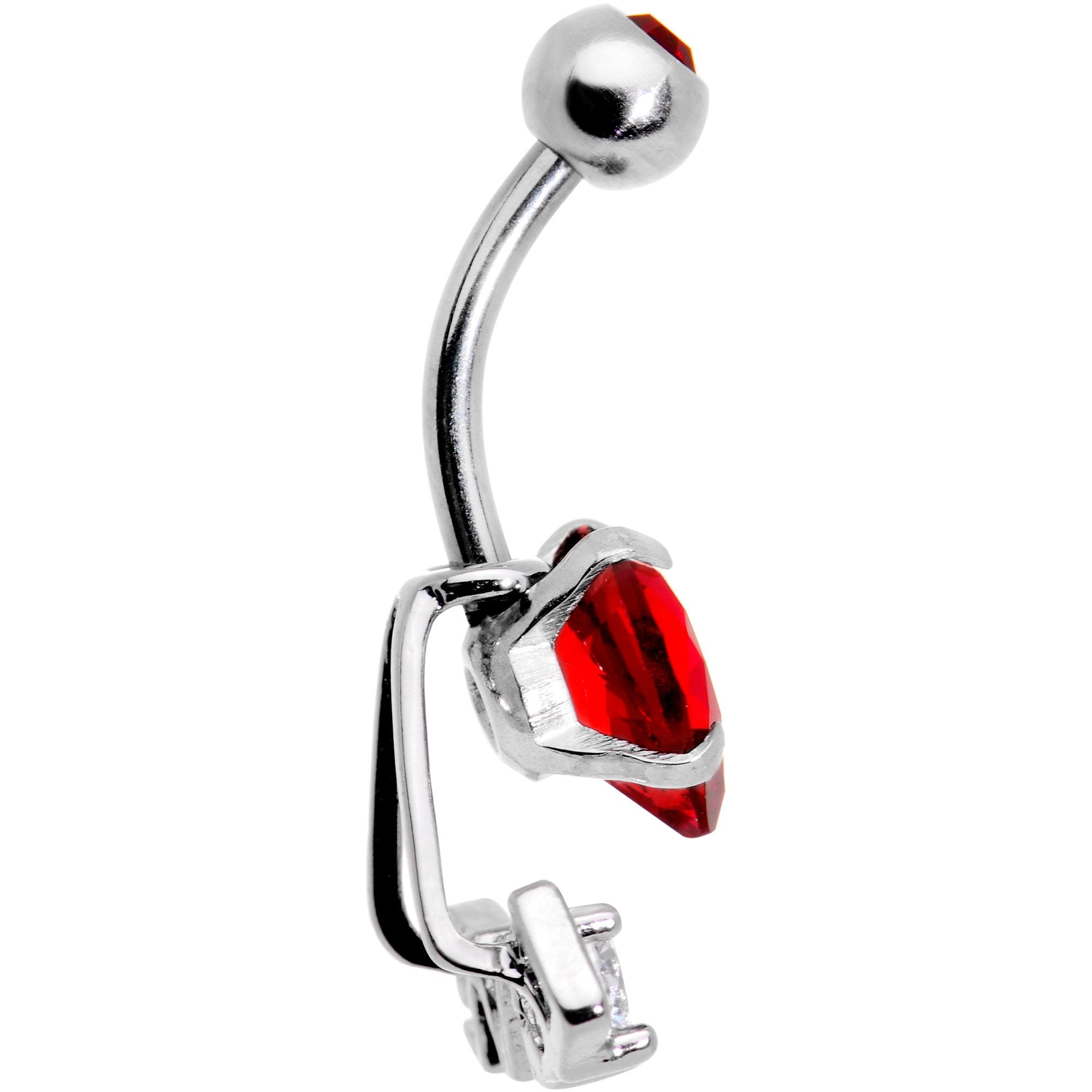 Clear Red CZ Gem Love is in the Air Dangle Belly Ring - BodyCandy - Flyclothing LLC